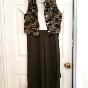 SALE!!! 3 FOR $15 My Michelle Girls Capri jumper with Camo vest